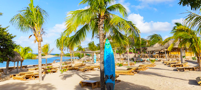 Tropisch strand met palmbomen op Curacao