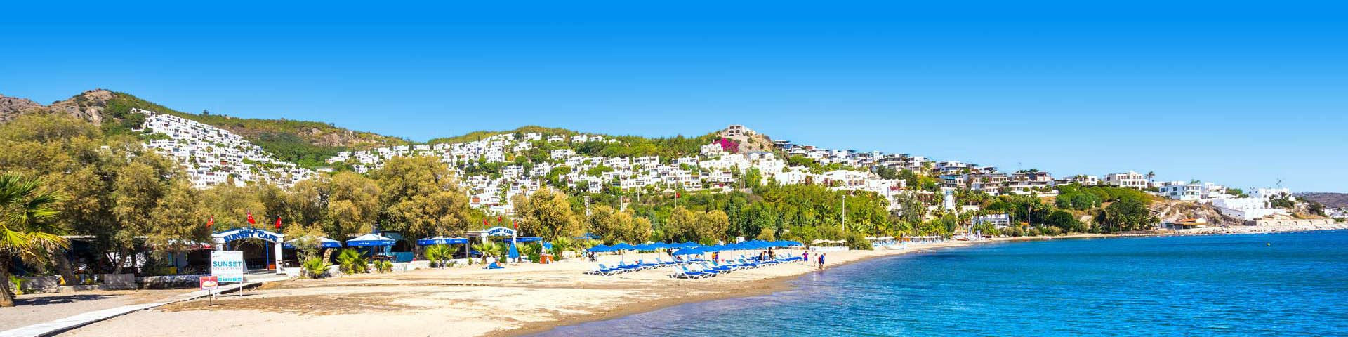 Turkse kust met het strand bij Bodrum en Bitez in Turkije