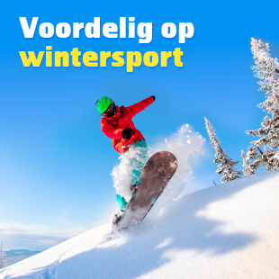 Snowboarder in de sneeuw op wintersport