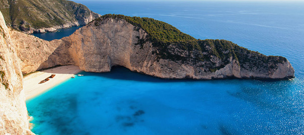 Een van de mooiste stranden van Europa, Navagio Beach op Zakynthos